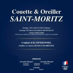 Couette SAINT-MORITZ Hiver 90% Duvet D'Oie Blanc 10% Plumettes 250 G/m²