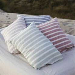 Housse De Couette à Rayures - Collection LIN LAVÉ PREMIUM 100% Lin Lavé 180 G/m² LABEL OEKO TEX Et EUROPEAN FLAX®