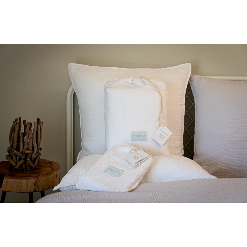 Lot De 2 Taies D'Oreiller - Collection CYCLADES 100% Gaze De Coton 3 Lot De 2 Taies D'Oreiller - Collection CYCLADES 100% Gaze De Coton