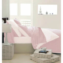 Parure Housse De Couette ACTUEL ROSE 100% Coton 57 Fils/cm²