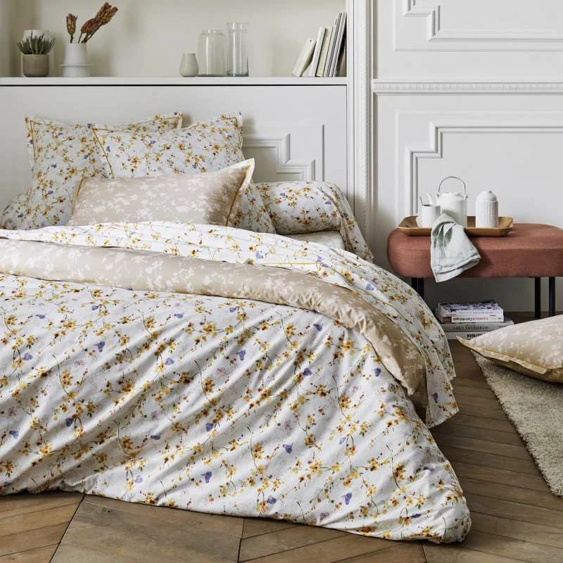 Parure Housse De Couette BEL AMOUR JAUNE 100% Percale De Coton 80 Fils/cm² 3 Parure Housse De Couette BEL AMOUR JAUNE 100% Percale De Coton 80 Fils/cm²