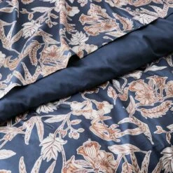 Parure Housse De Couette BOTANIC NUIT 100% Satin De Coton 110 Fils/cm² -feuille Soldes Boutique parure housse de couette botanic nuit 1