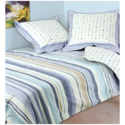 Parure Housse De Couette CADAQUES LAVANDE 100% Coton 57 Fils/cm²