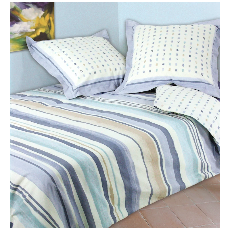 Parure Housse De Couette CADAQUES LAVANDE 100% Coton 57 Fils/cm² 3 Parure Housse De Couette CADAQUES LAVANDE 100% Coton 57 Fils/cm²