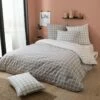 Parure Housse De Couette DEMI DE MELEE MAX GRIS 100% Percale De Coton 80 Fils/cm² -feuille Soldes Boutique parure housse de couette demi de melee max gris