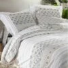 Parure Housse De Couette DIEGO GRIS 100% Coton 57 Fils/cm² -feuille Soldes Boutique parure housse de couette diego gris 2