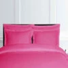 Parure Housse De Couette FINES RAYURES FUCHSIA 100% Satin De Coton 120 Fils/cm² -feuille Soldes Boutique parure housse de couette fines rayures fuchsia