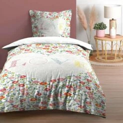 Parure Housse De Couette FLEURETTES 100% Coton 57 Fils/cm²