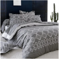 Parure Housse De Couette FOREVER GRIS 100% Coton 57 Fils/cm²