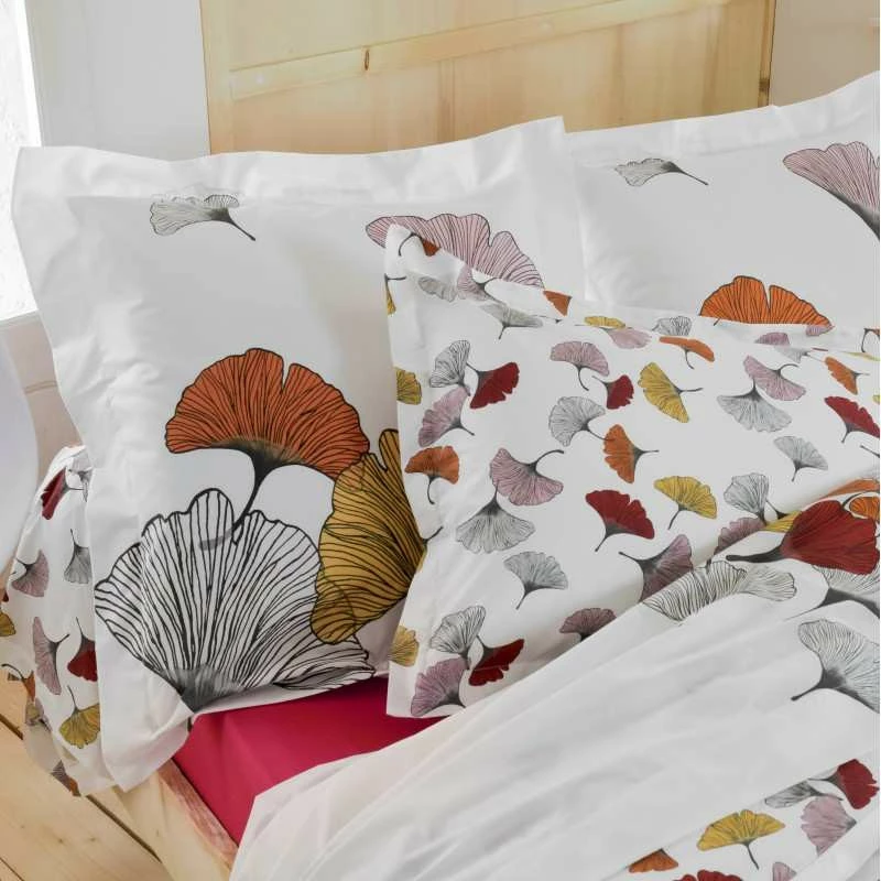 Parure Housse De Couette GINKGO ROSE 100% Percale De Coton 80 Fils/cm² 4 Parure Housse De Couette GINKGO ROSE 100% Percale De Coton 80 Fils/cm² – Image 2
