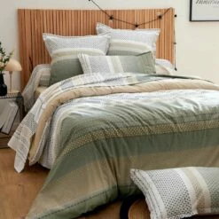 Parure Housse De Couette NIAGARA KAKI 100% Coton 57 Fils/cm²