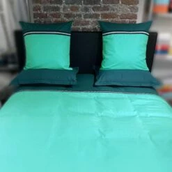 Parure Housse De Couette BICOLORE 100% Percale De Coton Bio 80 Fils/cm² -feuille Soldes Boutique parure housse de couette percale bicolore 6