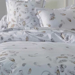 Parure Housse De Couette PLUMES 100% Percale De Coton 80 Fils/cm² -feuille Soldes Boutique parure housse de couette percale plumes 1
