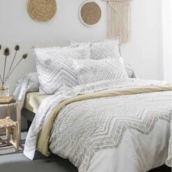 Parure Housse De Couette RAMATUELLE FICELLE 100% Coton 57 Fils/cm²