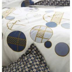 Parure Housse De Couette ROMEO BLEU 100% Percale De Coton 80 Fils/cm² -feuille Soldes Boutique parure housse de couette romeo bleu 1