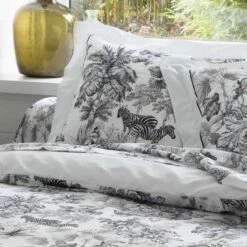 Parure Housse De Couette SAVANE BLANC 100% Satin De Coton 110 Fils/cm²