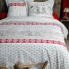 Parure Housse De Couette SKIEURS ROUGE 100% Coton 52 Fils/cm² -feuille Soldes Boutique parure housse de couette skieurs rouge