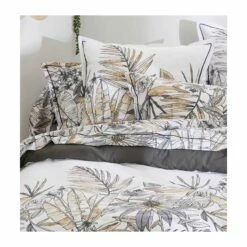 Parure Housse De Couette SUMATRA FUSAIN 100% Coton 57 Fils/cm² 5 Parure Housse De Couette SUMATRA FUSAIN 100% Coton 57 Fils/cm² -feuille Soldes Boutique parure housse de couette sumatra fusain 1
