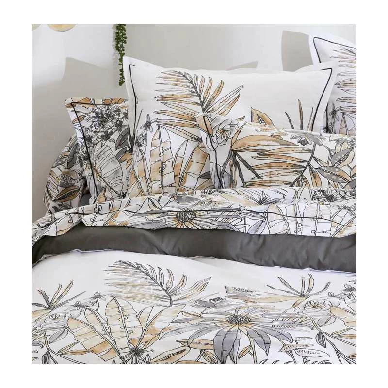 Parure Housse De Couette SUMATRA FUSAIN 100% Coton 57 Fils/cm² 4 Parure Housse De Couette SUMATRA FUSAIN 100% Coton 57 Fils/cm² – Image 2