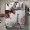 Parure Housse De Couette TOUR EIFFEL 100% Satin De Coton 80 Fils/cm² -feuille Soldes Boutique parure housse de couette tour eiffel