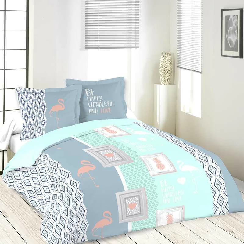 Parure Housse De Couette TROPIA 100% Coton 57 Fils/cm² 3 Parure Housse De Couette TROPIA 100% Coton 57 Fils/cm²