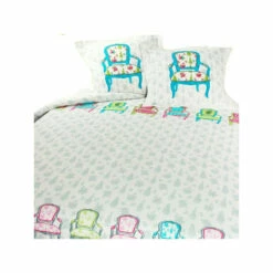 Parure Housse De Couette VERSAILLES TURQUOISE 100% Coton 57 Fils/cm²