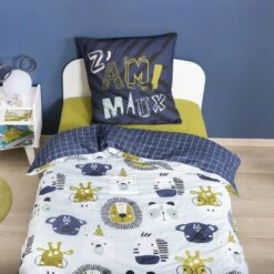 Parure Housse De Couette Z'ANIMAUX 100% Coton 57 Fils/cm²