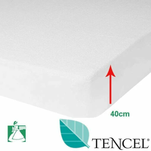 Protège Matelas TENCEL - Bonnets 40 Cm 100% Tencel™ Imperméable -feuille Soldes Boutique protege matelas tencel bonnets 40 cm